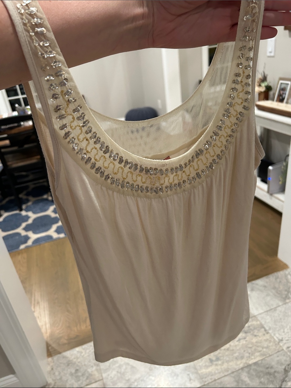 Bandolino Cream Beaded Scoop Neck Camisole